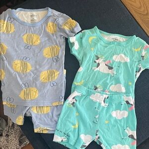Carter's Kids Pajama Set - Yellow Bees and Teal Unicorns